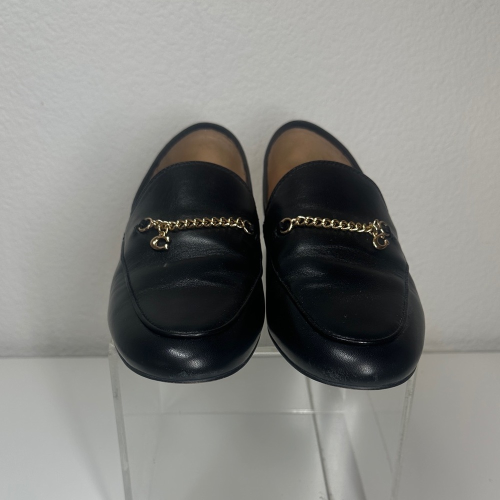 Coach Hannah Black Leather Chain Loafers - Picture 2 of 8